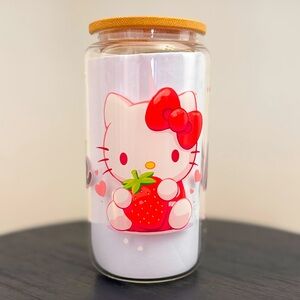 Hello Kitty Glass Jar with Red Bow
